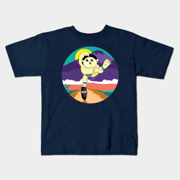 stand on wheels and think balance Kids T-Shirt by angsabiru